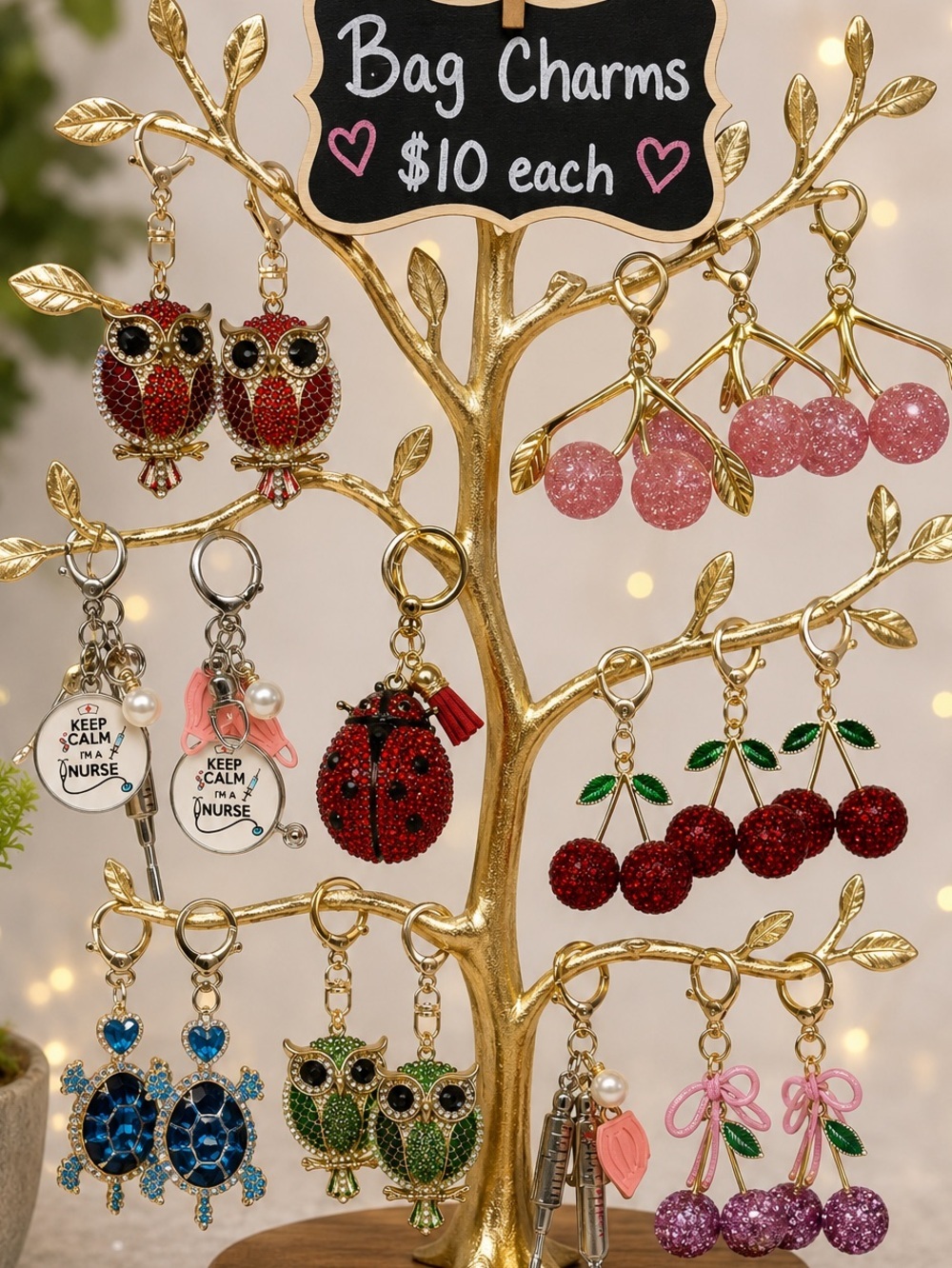 Sparkly Bag Charms – $10 Each Limited supply.